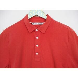 Travis Mathew Golf Polo Shirt Men Medium Red Pima Cotton Blend Short Sleeve Logo